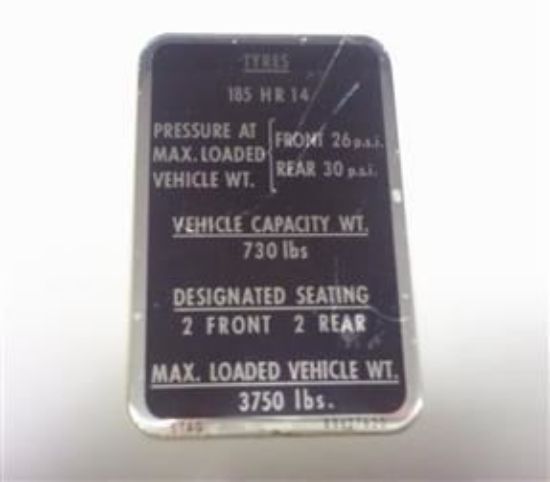 Picture of TYRE PRESSURE INFO LABEL OE(JPS965)