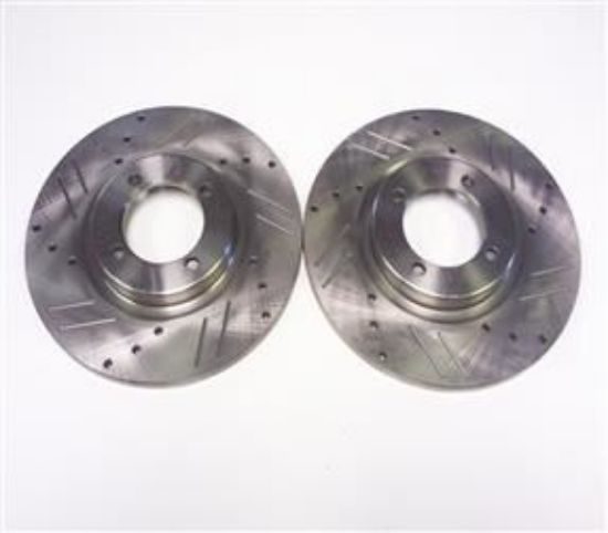 Picture of BRAKE DISCS PAIR TRW DRILLED GROOVED SPITFIRE/HERALD/VITESSE 1600(208715DG)