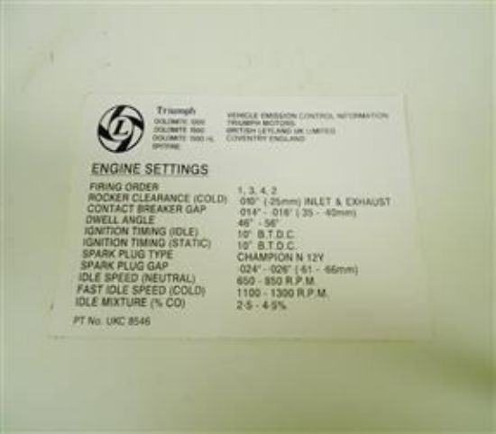 Picture of FIRING ORDER LABEL(UKC8546)