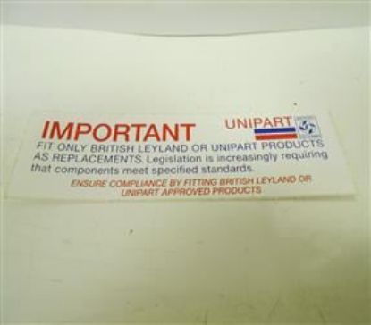 Picture of UNIPART IMPORTANT LABEL(JPR573)