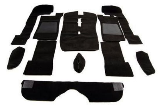 Picture of CARPET SET RHD WOOL BLACK AS OE WITH TRIUMPH FOOTWELL MATS(JPS886BLA)