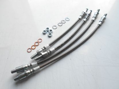 Picture of BRAKE HOSE SET SHORT SHAFT BRAIDED STAINLESS MK1/11/111/IV  UP TO FH50000 HERALD FRONT DISC MODLES(JPR416/1)